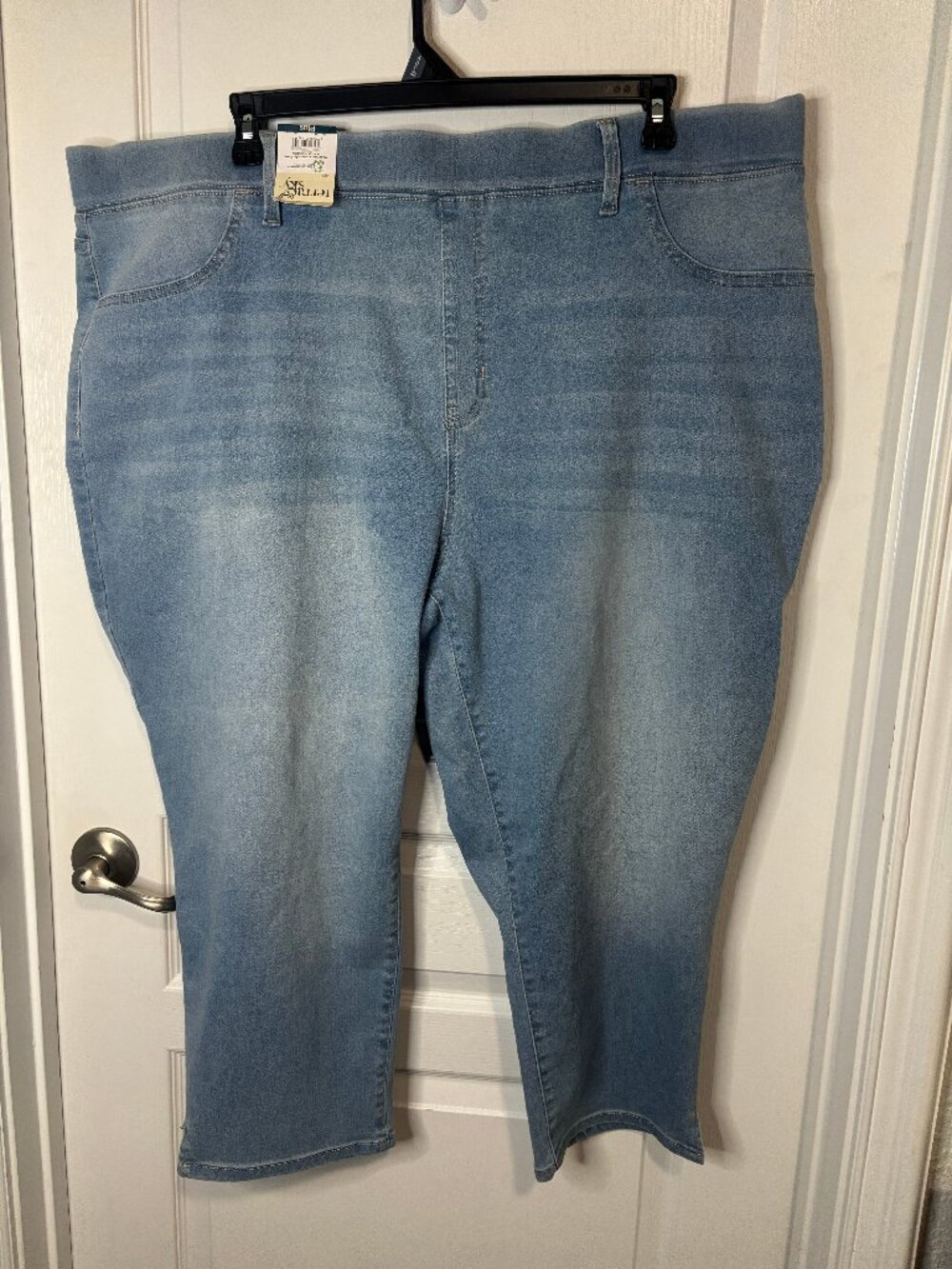 Terra & Sky Women's Plus Size High Rise Capri Jeggings, Light Wash Denim 3X -24W